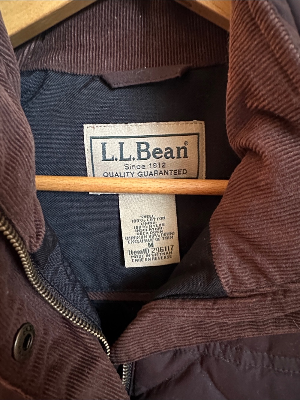 L.L. Bean Women's Upcountry Waxed Cotton Down Vest in Dark Brown - Picture 2 of 6